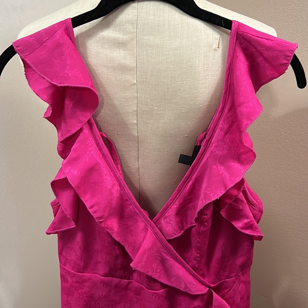 TOPSHOP Fuchsia Wrap Dress Layered with Ruffles size 0 - Picture 10 of 13